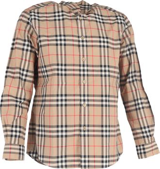 Burberry Pre-owned Mens Vintage Check Poplin Shirt in Beige Cotton - Size Large