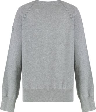 Moncler Womens Crew Neck Cashmere Sweater, Grey