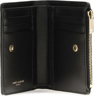 Saint Laurent Womens Bifold Wallet Niki Vintage Calfskin Black Calf Leather & Purses