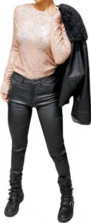 Bianco Coated Skinny Pants In Black