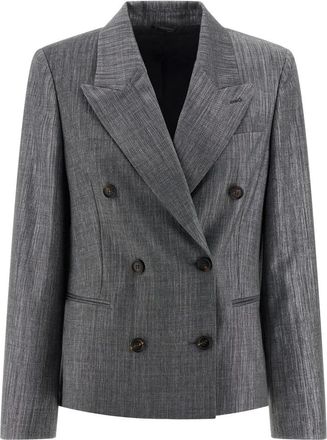 Brunello Cucinelli Dames, Jassen, Grijs, Maat: S Zijde