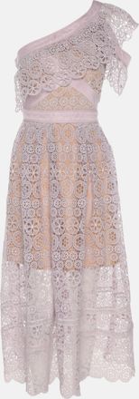 Self Portrait Lilac Lace One Shoulder Midi Dress