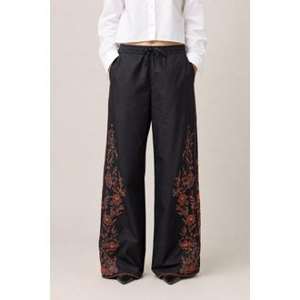 Dior Christian Dior WomenS Floral Embroidered Casual Black Pants Nwt, Size 40