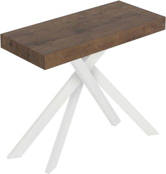 Itamoby Consolle allungabile con gambe incrociate - saki premium - Dimensioni: 90x40/300 - Colore: Noce - Telaio: Bianco