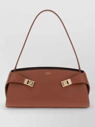 Ferragamo hug leather shoulder bag gold hardware