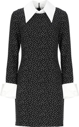 Mar De Margaritas Zwarte viscose jurk met stippen - Dames - Korte kleedjes - Zwart - M - Kleedjes