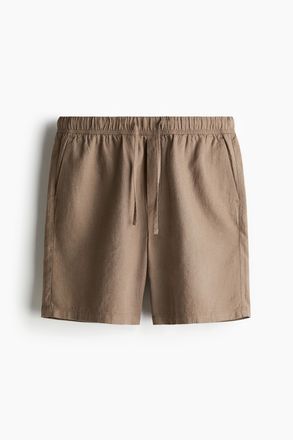 H&M Shorts aus Leinenmix in Relaxed Fit - Dunkelbeige