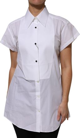 Dolce & Gabbana White Cotton Collared Short Sleeves Womens Top (Pre-Owned)
