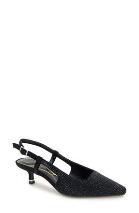 Kenneth Cole Martha Crystals Slingback Kitten Heel Pump in Black/Black Micro at Nordstrom Rack, Size 8.5