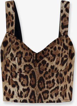 Dolce & Gabbana Top in misto cotone con stampa animalier - DOLCE & GABBANA - gender_Woman