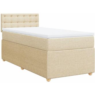 vidaXL Cama Box Spring Con Colch&oacute;n Tela Color Crema 80x200 Cm Vidaxl