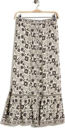 Max Studio Button Front Maxi Skirt in Crm/Black Floral Hrts at Nordstrom Rack, Size X-Large