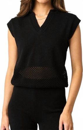 Olivaceous Singer Collared Knit Top In Black