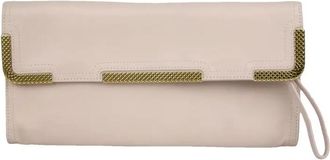 Bottega Veneta Gold Detail Pink Leather Wristlet Clutch Bag