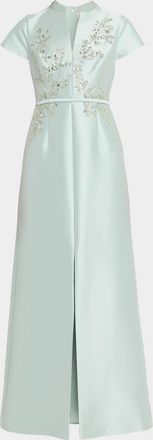 Sachin & Babi Bead-Embroidered Stretch Mikado Gown