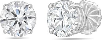 Diana M. Jewels 14kt white gold lab grown round diamond studs weighing 2.00 carat total weight