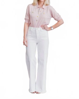 L'agence Masaki Short Sleeve Collared Sweater In Nectar Pink