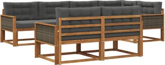 vidaXL Conjunto De Sof&aacute;s De Exterior 8 Uds. Natural Y Antracita Vidaxl