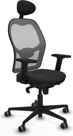 Piqueras y Crespo Piqueras Y Crespo - Jorquera Sincro Malla Gris Similpiel Negro Brazos 2d Base Nailon Cabecero Fijo Ruedas 65mm Engomada