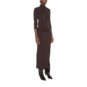 The Attico Halter Neck Gown - female - The Attico - Gowns - Brown - M - Dresses