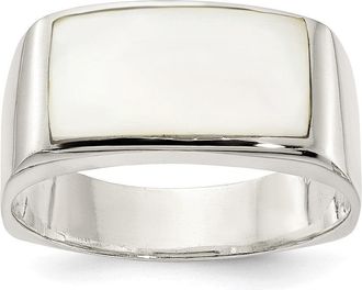 Diamond2Deal Sterling Silver Polished Mother of Pearl Ring