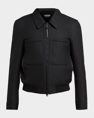 Tom Ford Men & apos;s Lacquered Wool Battle Jacket