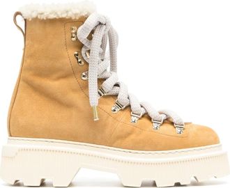Santoni Elegante Bruine Leren Enkellaarzen - Dames - Winterlaarzen - Bruin - 41 EU - Leer - Schoenen
