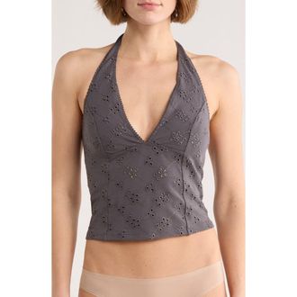 Free People Full Bloom Crop Halter Top in Plum Kitten at Nordstrom Rack, Size X-Large