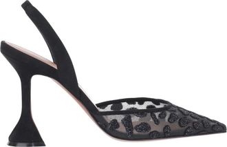 Amina Muaddi Schoenen, Dames, Zwart, 38 EU, Leer, Holli Mesh Sling 95