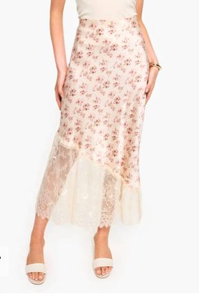 Cami NYC Florian Hammered Silk Skirt Dutch Fields In Ivory