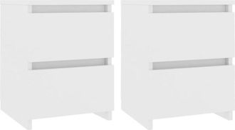vidaXL Vidaxl - Mesitas De Noche 2 Uds Madera Contrachapada Blanco 30x30x40 Cm