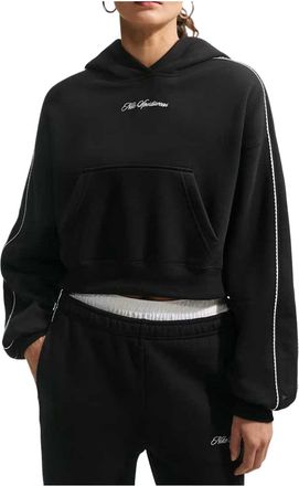 Nike (WMNS) Nike Studio Fleece Medium Weight Graphic Pack Cropped Hoodie Total Black Sail IO9948-001