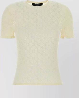 Gucci gg cotton blend fitted logo t shirt