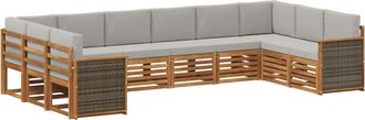 vidaXL Conjunto De Sof&aacute;s De Exterior 7 Uds. Natural Y Gris Claro Vidaxl