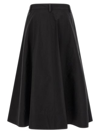 Brunello Cucinelli Womens Black Cotton Midi Skirt