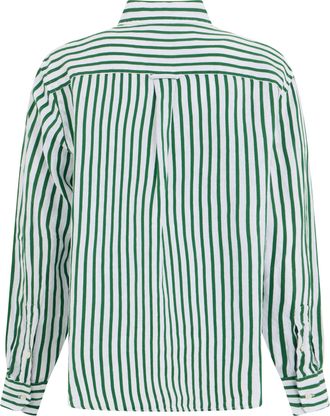 Polo Ralph Lauren Womens Long-Sleeved Striped Shirt Green Linen