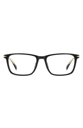 David Beckham 57mm Rectangular Optical Glasses in Black at Nordstrom