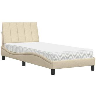 vidaXL Cama Con Colch&oacute;n Tela Color Crema 80x200 Cm Vidaxl