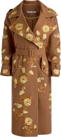 Alice & Olivia Nevada trenchcoat met geborduurde bloemen - Bruin