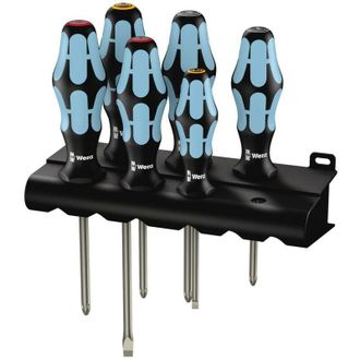 Wera Kit cacciaviti Officina e meccanica 6 parti Wera 3334/3350/3355/6 Taglio, Croce Phillips, Croce Pozidriv