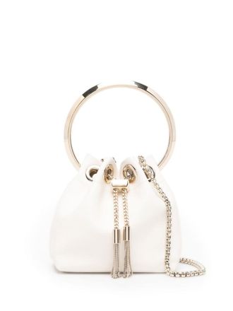 Jimmy Choo London White Bon Bon bucket bag
