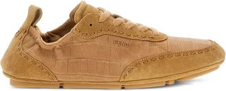 Fendi Sneakers Fit con effetto coccodrillo - Marrone