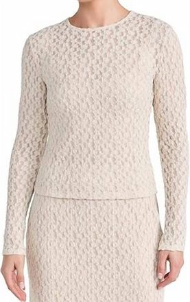 Vince Smocked Floral Long Sleeve Blouse In White Sand