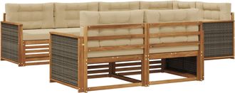 vidaXL Conjunto De Sof&aacute;s De Exterior 7 Uds. Natural Y Beige Vidaxl
