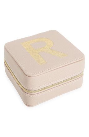 Nordstrom Initial Zip Square Jewelry Box in R- Blush- Gold at Nordstrom