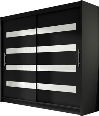 Mirjan24 Mobilier1 - Armario Closico 156, Negro + Blanco Brillante, 215x180x58cm, Puertas De Armario: Correderas, N&uacute;mero De Estantes: 0