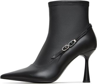Cesare Gaspari Stiletto Enkellaarsjes Amelia - Zwart - Dames - Laarzen met Hak - Zwart - 41 EU - Leer - Schoenen