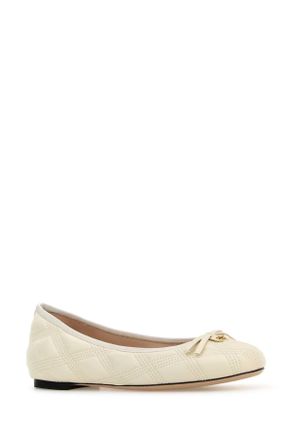 Valentino Garavani Womens Ivory Leather Ballerinas Ballerine Flat Shoes
