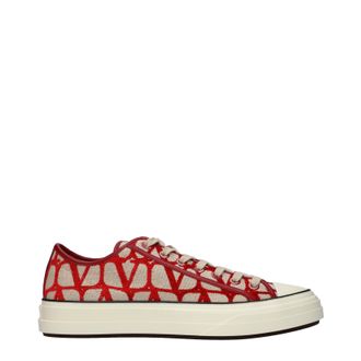 Valentino Garavani Herrens Sneakers Stoff Beige/Rot