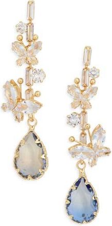 Eye Candy Los Angeles CZ Butterfly Drop Earrings in Blue/Gold at Nordstrom Rack